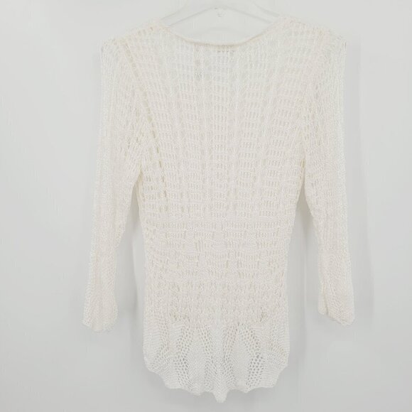 Emma James Ecru Crochet Lace Fishnet Sweater - Picture 5 of 8